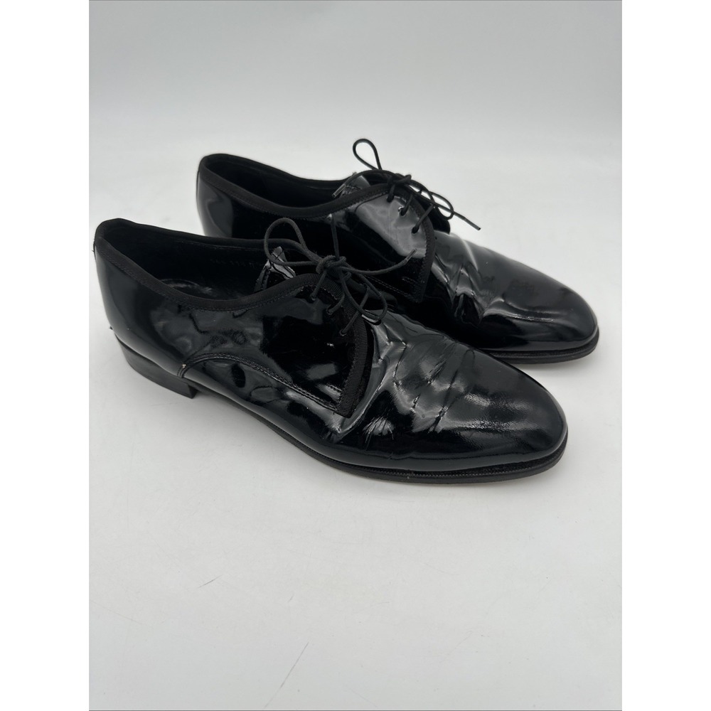 Vito Rufolo Shoes Mens 11.5 Black Patent Leather Lace Up Oxfords Made in Romania